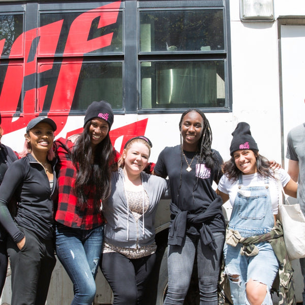 A team photo at a volunteer event.