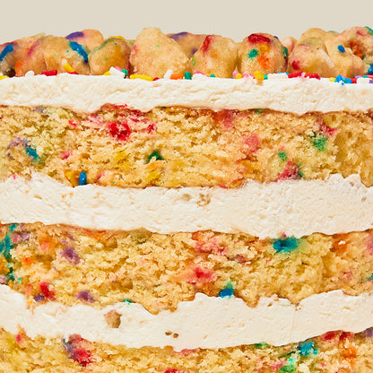 Macro side view of the layers in the 6" Birthday Cake.